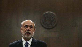 Former Federal Reserve Board Chairman Ben Bernanke speaks during the Paul H. Douglas Award for Ethics in Government ceremony in 2017.