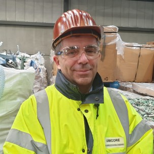Thierry Van Kerckhoven explained how Umicore extracts metals for recycling from electronics thrown in the trash. (Courtesy Ivana Davidovic, BBC News)