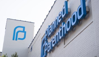 The logo for Planned Parenthood is seen on the exterior of a Missouri clinic.