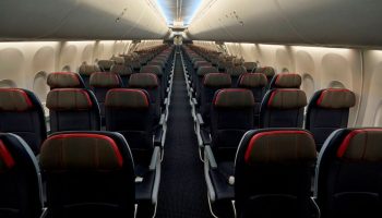 An interior view of an American Airlines 737 Max.
