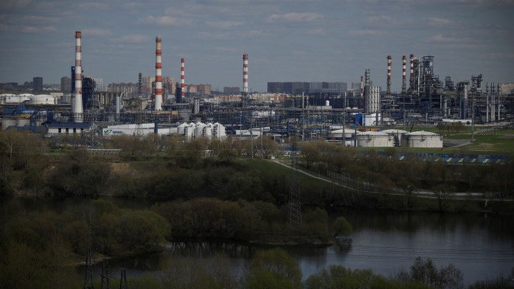 An oil refinery on the outskirts of Moscow.