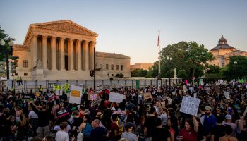 People protest the overturning of Roe v. Wade in front of the U.S. Supreme Court on June 24.
