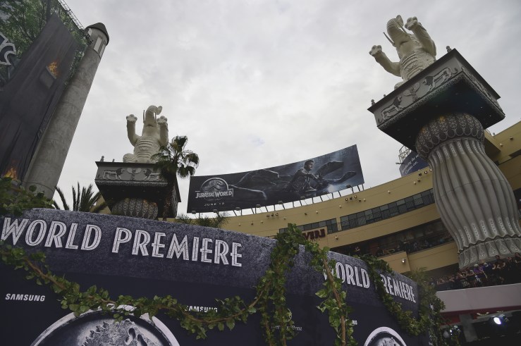 A general view of atmosphere at the Universal Pictures' "Jurassic World" premiere at Dolby Theatre on June 9, 2015 in Hollywood, California.