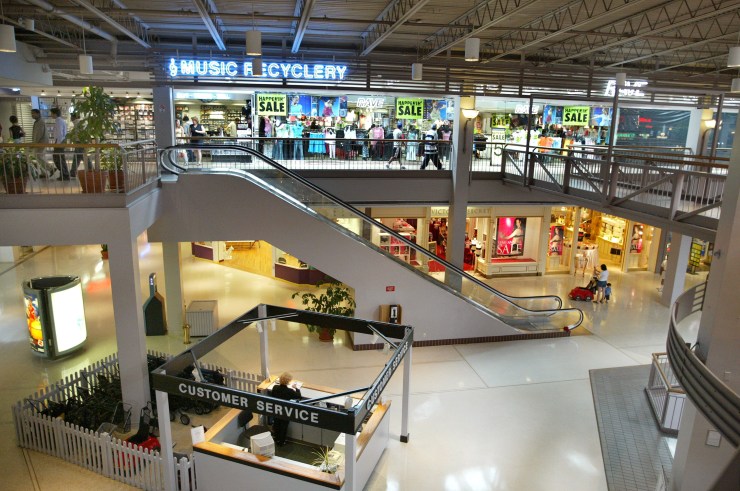 A scene from an indoor shopping mall.