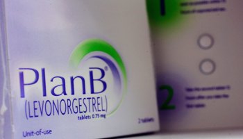 The Plan B pill, also known as the "morning after" pill, is displayed on a pharmacy shelf February 27, 2006 in Boston, Massachusetts. Many states may have to deal with legislation that would expand or restrict access to the drug since the federal government has not made a decision to make the pill available without a prescription. (Photo by Joe Raedle/Getty Images)