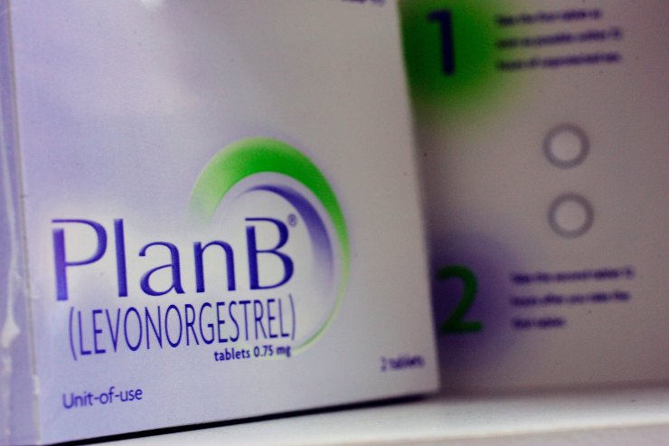 The Plan B pill, also known as the "morning after" pill, is displayed on a pharmacy shelf February 27, 2006 in Boston, Massachusetts. Many states may have to deal with legislation that would expand or restrict access to the drug since the federal government has not made a decision to make the pill available without a prescription. (Photo by Joe Raedle/Getty Images)