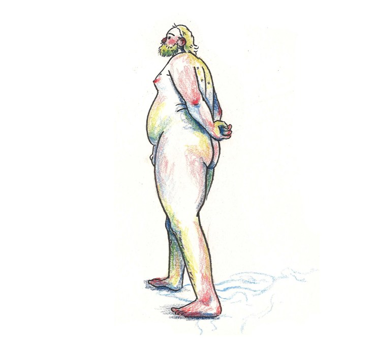 Artist Hallie Jay Pope's sketch of Chris, a nude model.