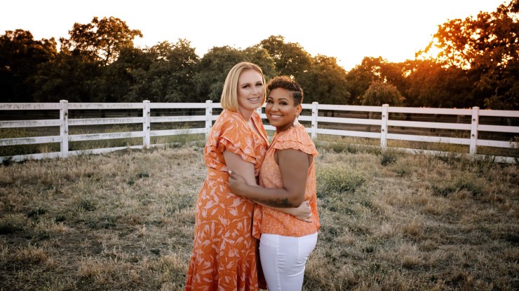 A sunset photo of Carrie and Natalia