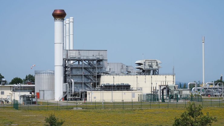 Exterior of an industrial plant that receives natural gas in Germany.