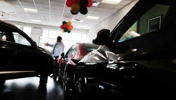 New cars are showcased in a car dealership in Brooklyn in 2021 in New York City.
