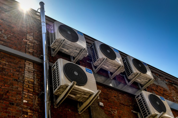 Illustration picture shows air conditioning units outside a building in Antwerp, Belgium.