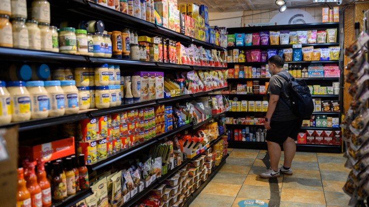 A person shops at a supermarket on July 13, 2022 in New York City