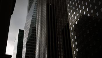 Tall office buildings in Manhattan.