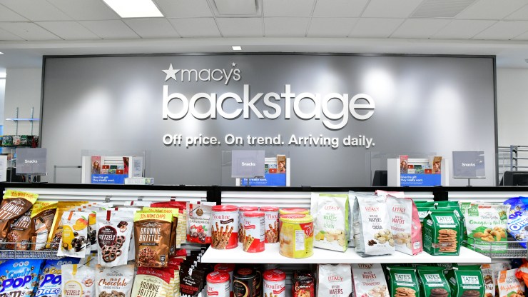 Products at a Macy's Backstage outlet.