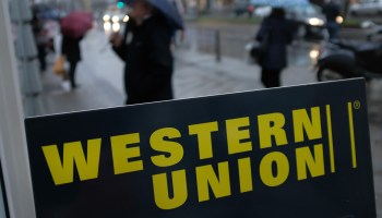 A Western Union sign in Berlin, Germany.