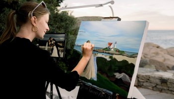 Devin Tormey paints an image at a wedding.