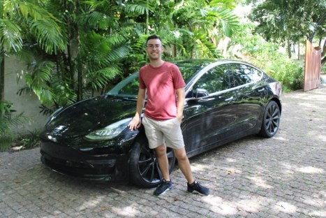 Nick Bonardi and his Tesla Model 3. 