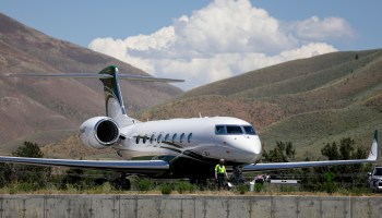 A private jet on the tarmac at Friedman Memorial Airport during the Allen & Company Sun Valley Conference in Idaho back in July. The world's most wealthy and powerful business people from the media, finance, and technology converge at the conference every year.