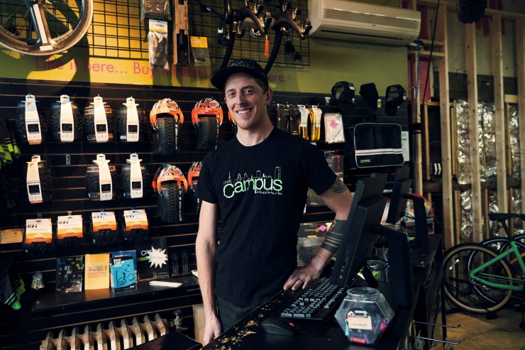 Ethan Johnson, one of three co-owner of Campus Wheelworks. (Photo by Brandon Watson) 