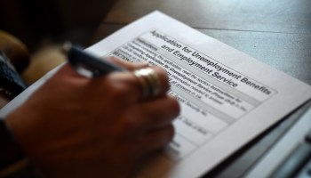 A person files an application for unemployment benefits.