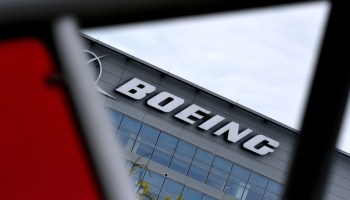 The Boeing nameplate on its regional headquarters in Arlington, Virginia.