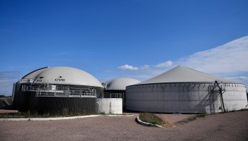 Methanization tanks used for biogas production in France.