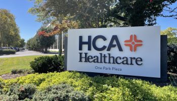 A sign for HCA Healthcare