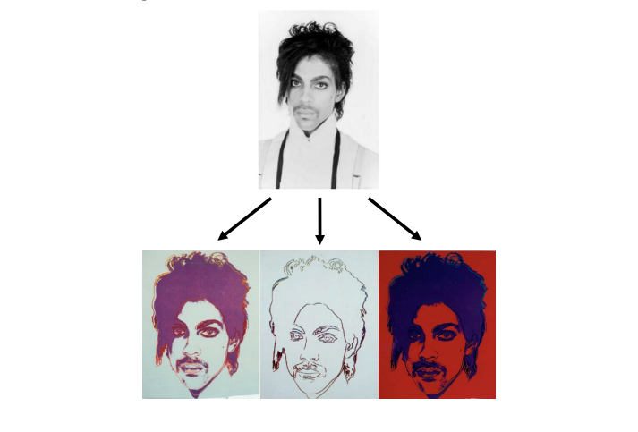 A photo of Prince and images based on the photo.
