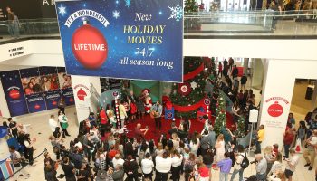 A gathering in a mall kicking off Lifetime's Christmas movie season