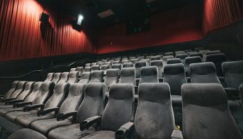 Empty seats in a movie theater.