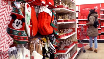 Customers shop in the holiday section of a Target store on November 16, 2022 in Chicago, Illinois.