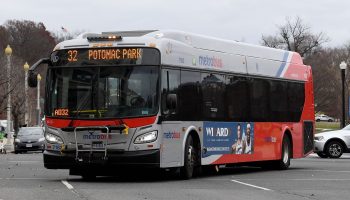 A bus is seen in Washington, DC