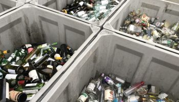 Tubs of different recyclables at the Burbank Recycle Center.