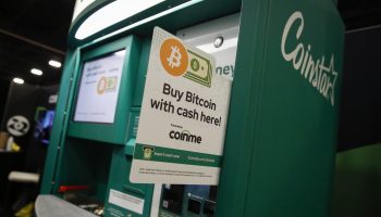 A "buy bitcoin" sign is seen in a Coinstar ATM in the exhibition hall during the Bitcoin 2022 Conference at Miami Beach Convention Center on April 8, 2022 in Miami, Florida.