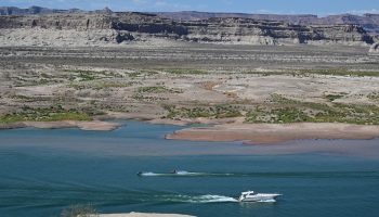 People enjoy the Colorado River near Page, Arizona, despite lower than normal water levels.