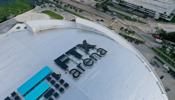 An aerial view of the FTX Arena, home to the NBA Miami Heat Fallout continues after the cryptocurrency firm FTX filed for Chapter 11 bankruptcy protection.