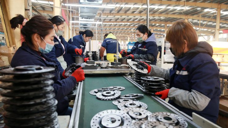 Employees Work On Aluminum Products At A Factory In Eastern China'S Anhui Province.