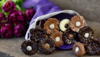 A bouquet of chocolate flowers.
