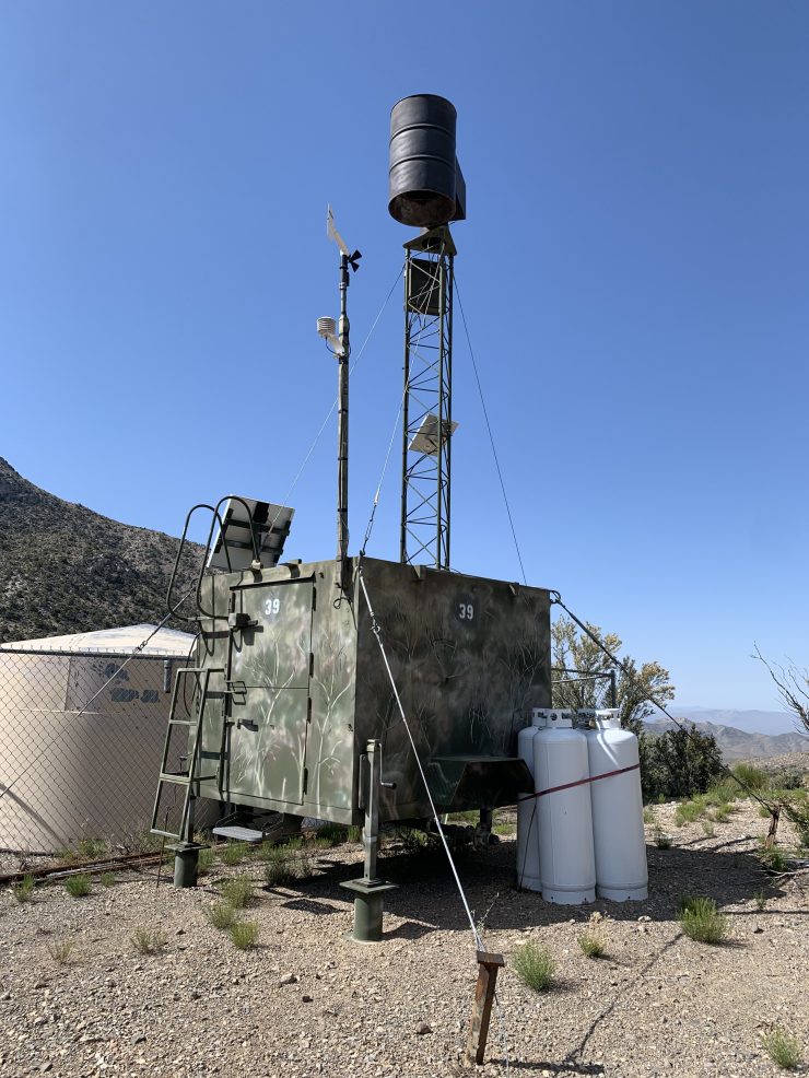 A cloud seeding generator in the Spring Mountains targets Red Rock Canyon National Conservation Area.